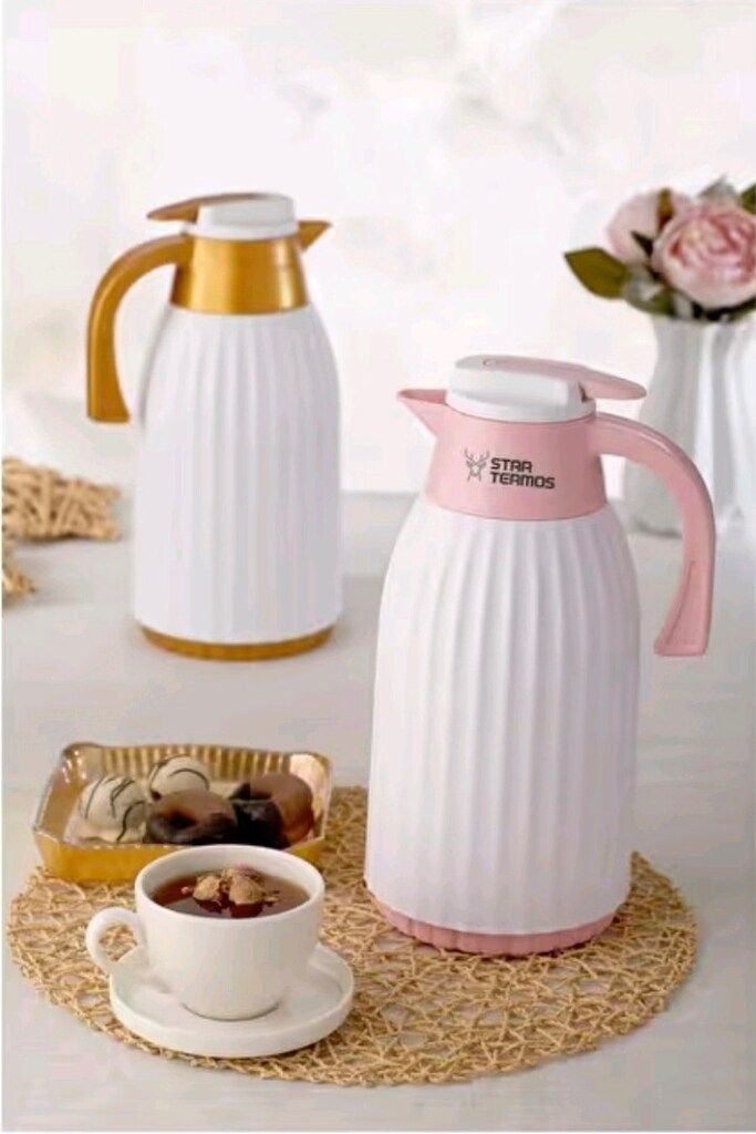 1,5 LT CAM TERMOS - OLUKLU - BEYAZ PEMBE MODEL - 2