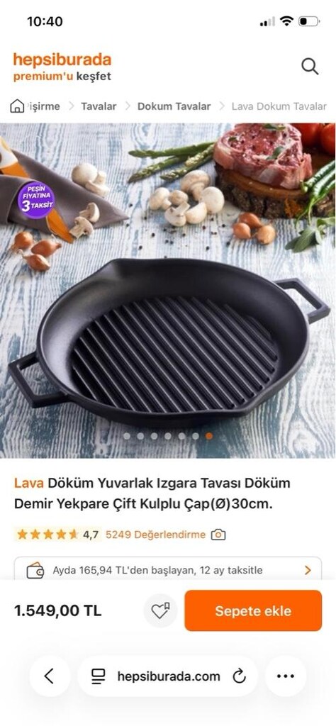 demir döküm tava (yeni) LAVA - 7