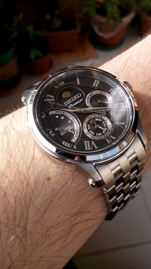 SIFIR Seiko Premier Moonphase Kinetik Otomatik Saat Çelik Kordon Kasa - 7