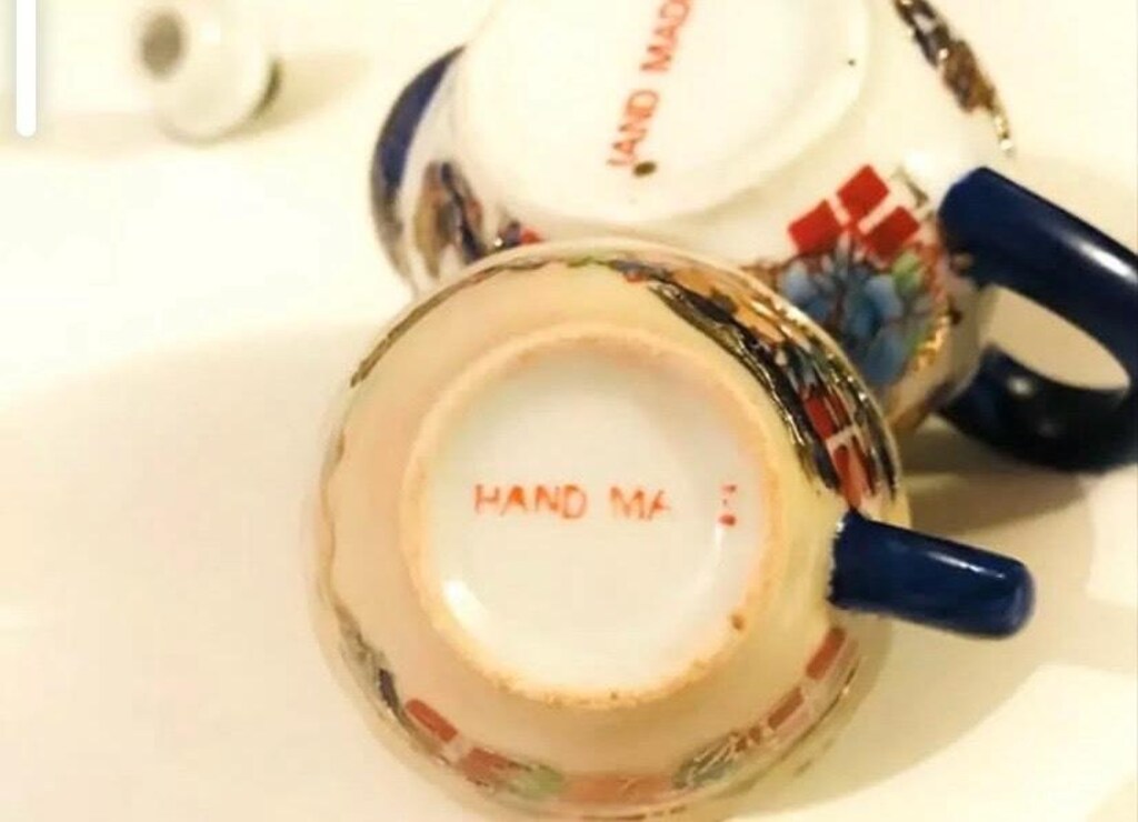 Antika “Hand Made” Damgalı Kabartma Desenli MİNYATÜR Porselen Çay Seti - 3