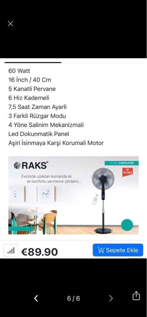 RAKS KUMANDALI VANTİLATÖR - 6