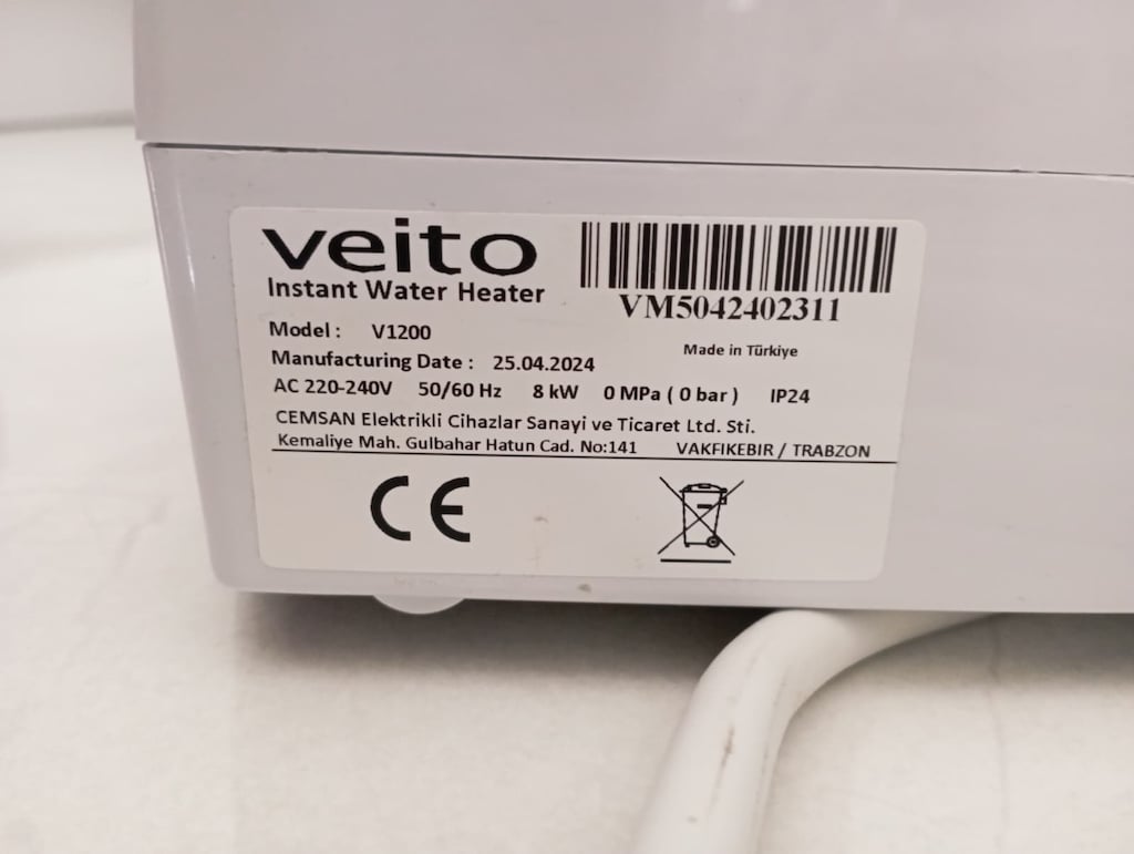 Veito V1200 Ani Su Isıtıcı - Banyo Tipi Elektrikli Şofben - 3