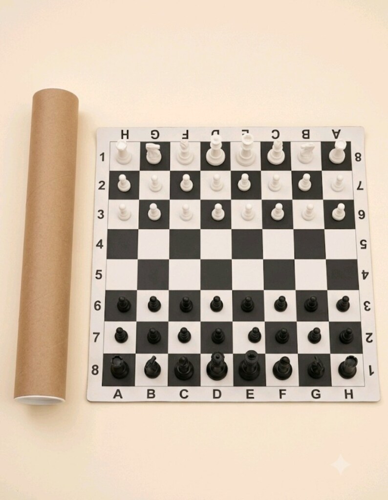 50x50 cm Taşınabilir Roll-Up Satranç Takımı (Kutulu/Tüplü) - 2