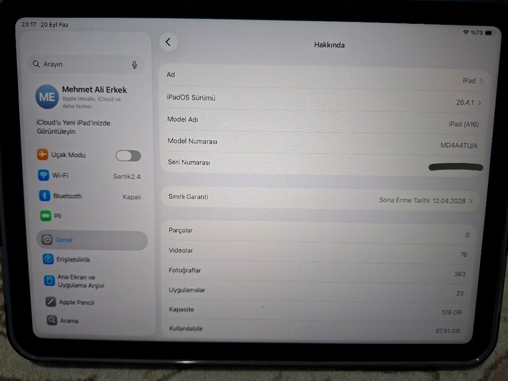 iPad A16 128 GB Mavi | 5 Aylık | Pil %100 | Devir 4 | Garantili - 4