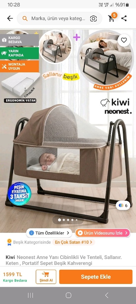 kiwi portatif tasinabilir anne yani bebek besigi - 4
