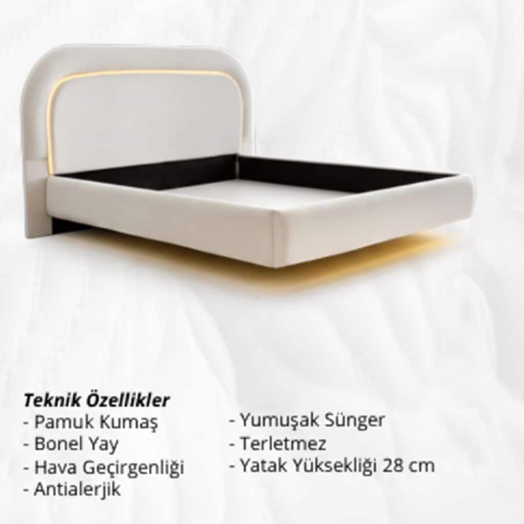 Sıfır , LED Aydınlatmalı Modern Karyola / Baza - Aytaşı - 9