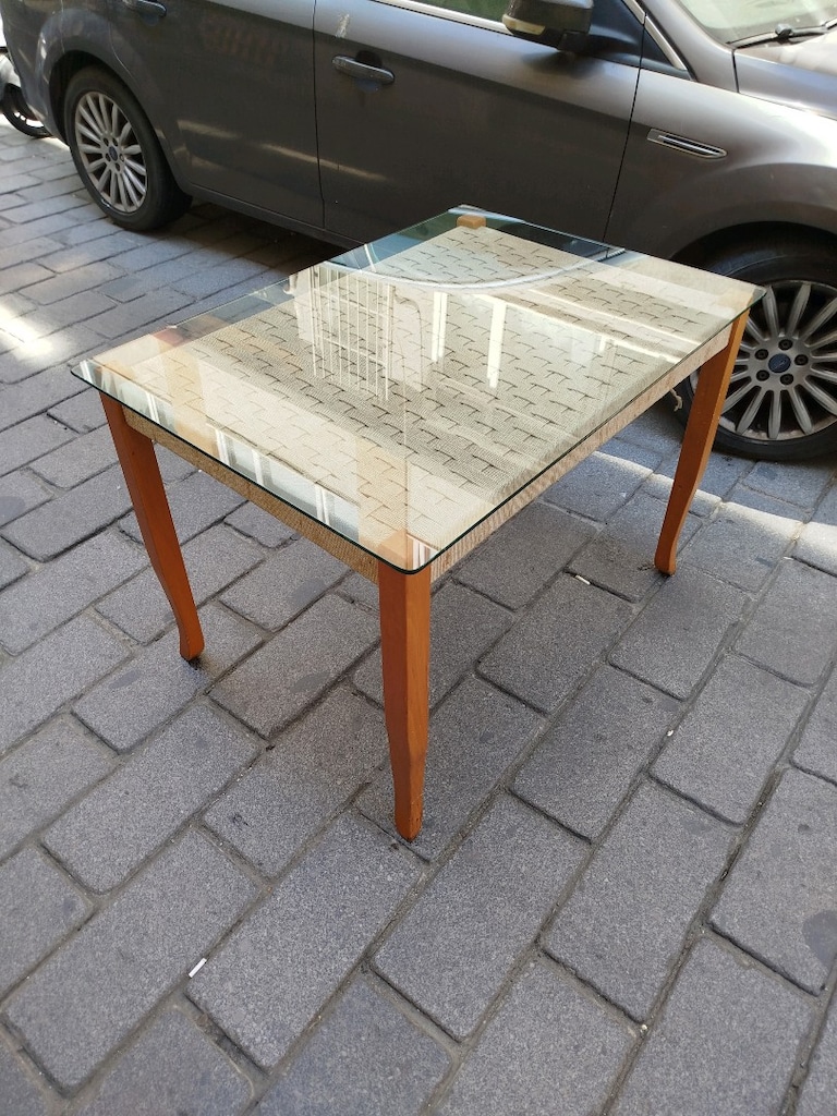 seyyar camlı çok amaçlı hasır masa - 2