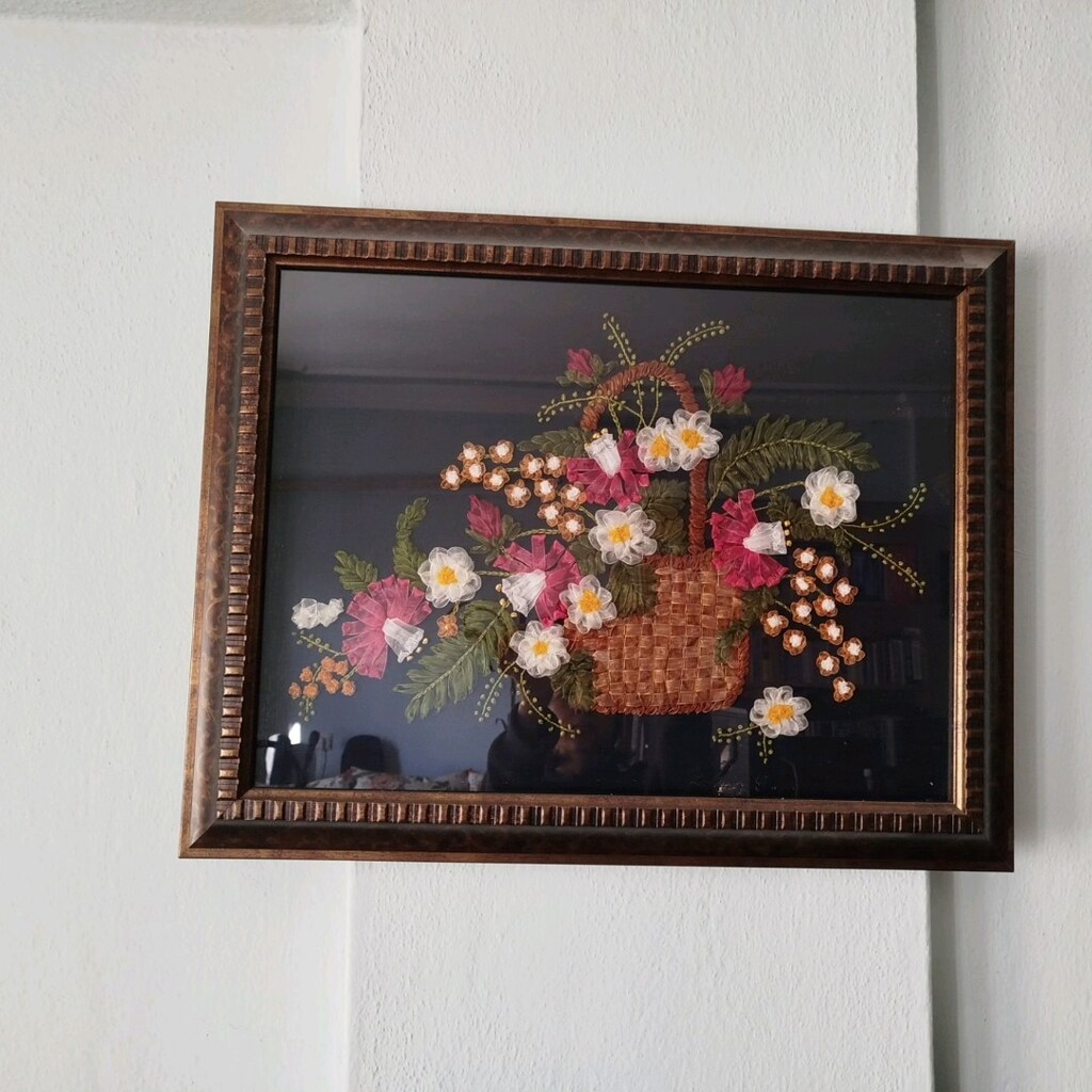 Vintage El yapımı tablo 52x66 cm - 7