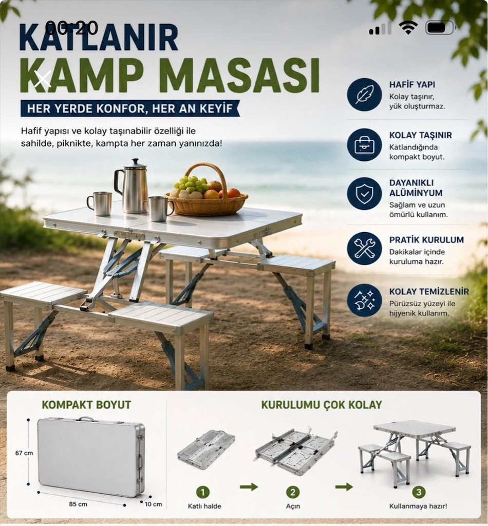 katlanır kamp masası - 4