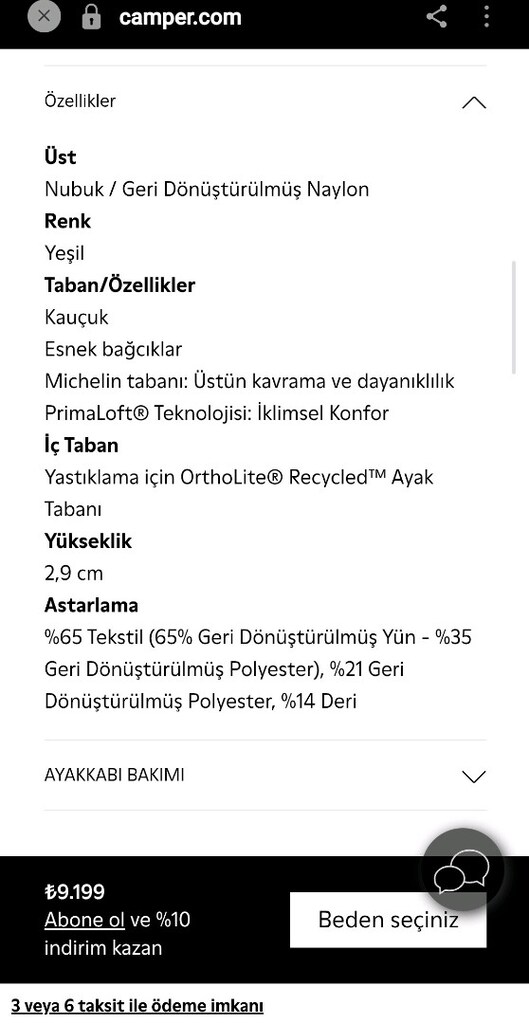 CAMPER HAKİ, NUBUK OUTDOOR AYAKKABI 41 - 8