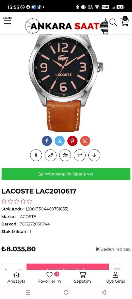 Lacoste erkek saat - 11