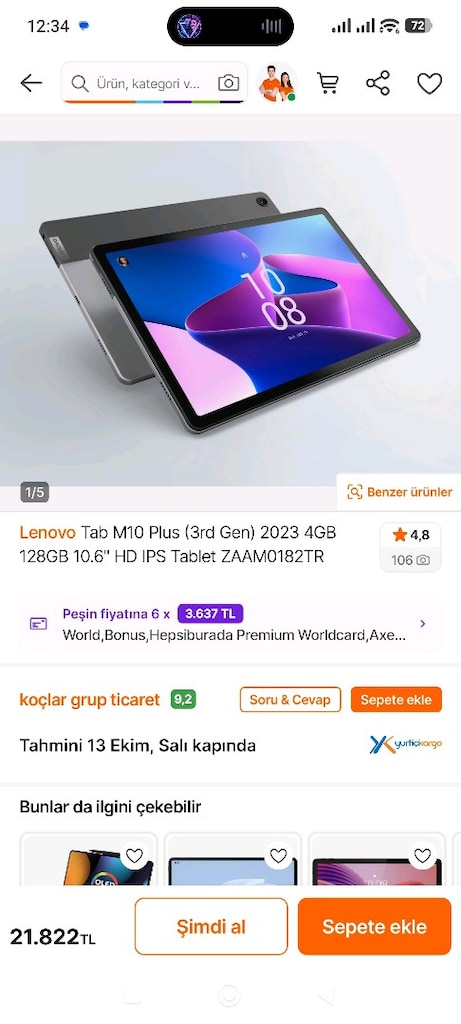 LENOVO TAB M10 128 GB PLUS 3 GEN TR SORUNSUZ TEMİZ+FULL SET - 3