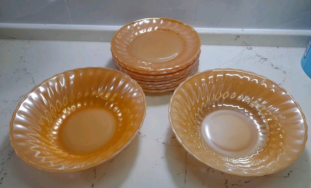 Antika vintage anchor hocking sarı salata tabagı - 3
