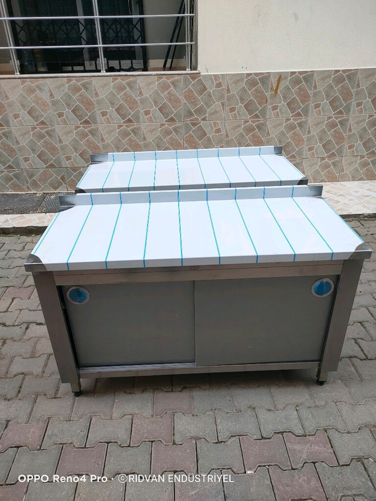 krom tezgah hazır mutfak paslanmaz çalışma tezgahı 140 cm kron tezğah - 4