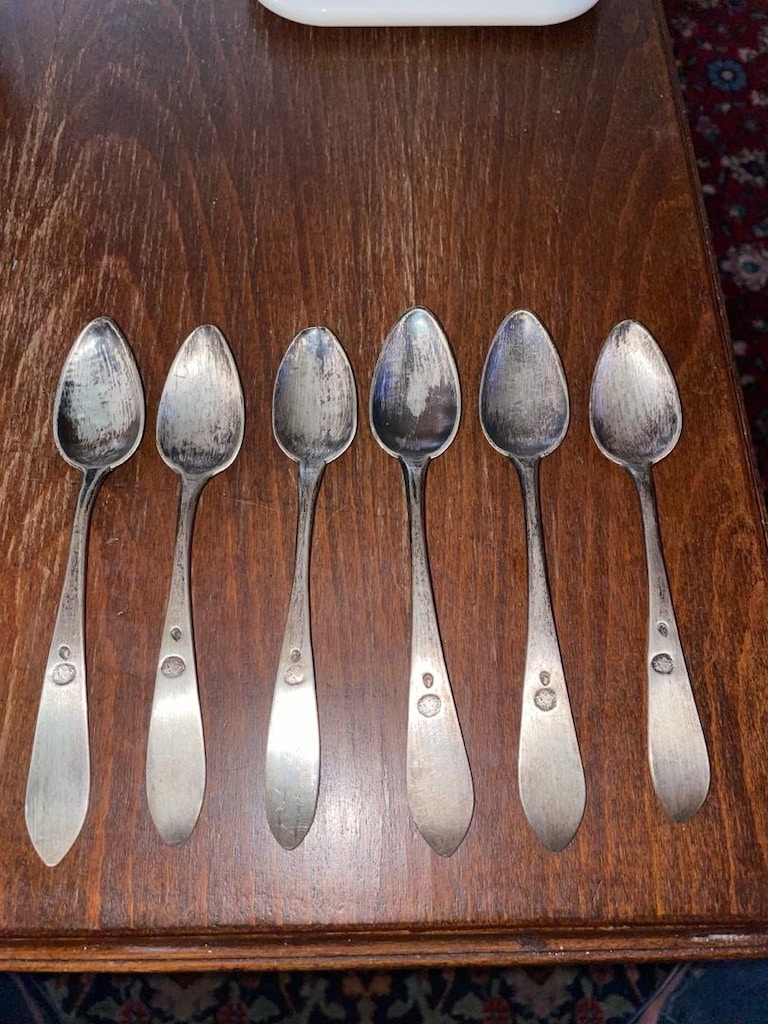Osmanlı çift damga gümüş kaşık - 5