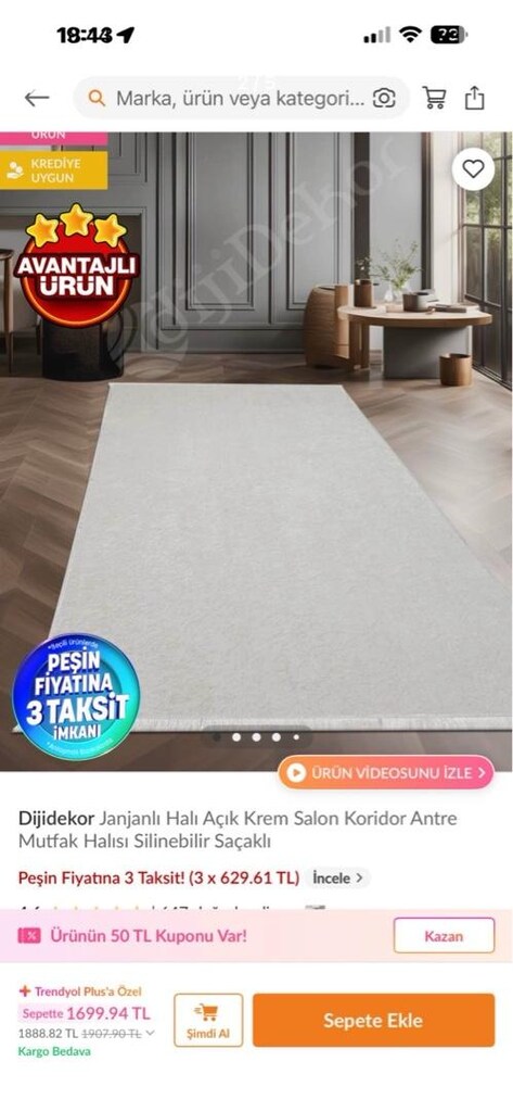 2 adet sıfır yıkanabilir halı - 3