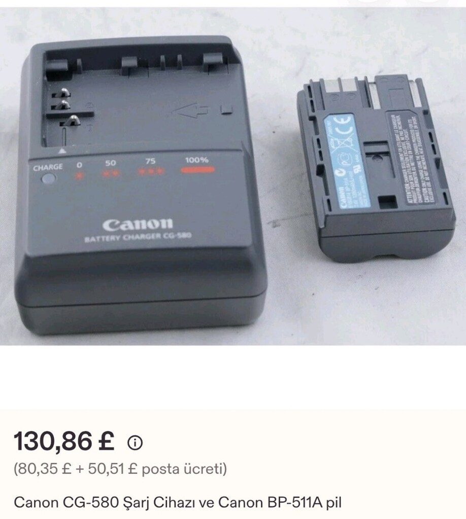 Canon CG-580 Şarj Cihazı ve Canon BP-511A Pil. - 5