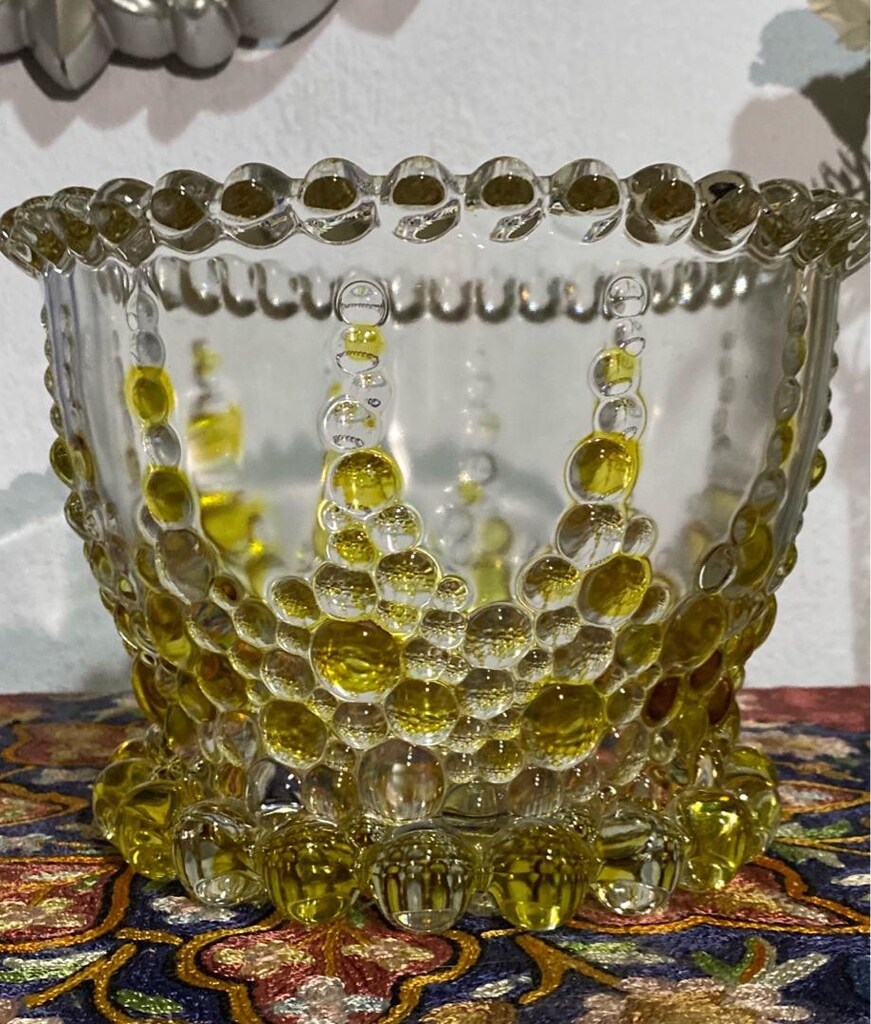 Antika Çekoslavak Bohem Kristal Kaşpo & Saksı