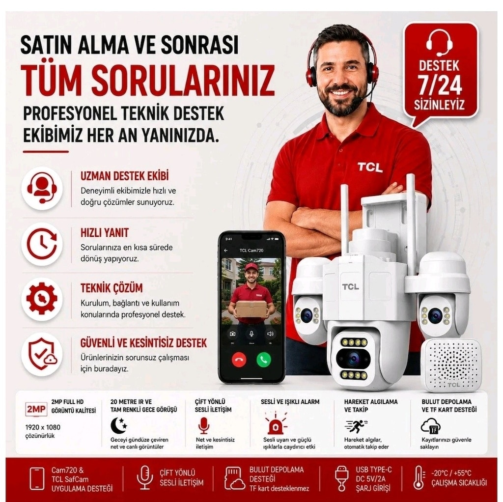 TCL 3 LENSLİ VE 3 GÖRÜNTÜLÜ WİFİ AKILLI PTZ KAMERA - 2
