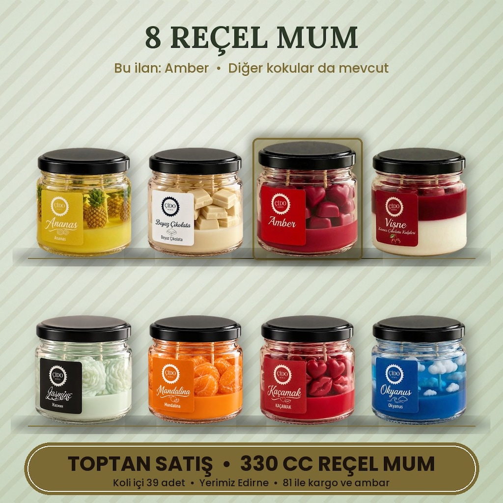 ÇİDO MİRİS REÇEL KAVANOZ MUM AMBER 330 CC | TOPTAN SATIŞ - 3