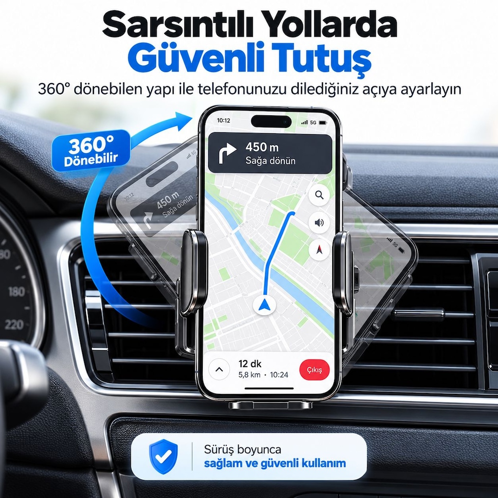 A7 15W Wireless Şarjlı Araç Telefon Tutucu Otomatik Sensörlü - 10