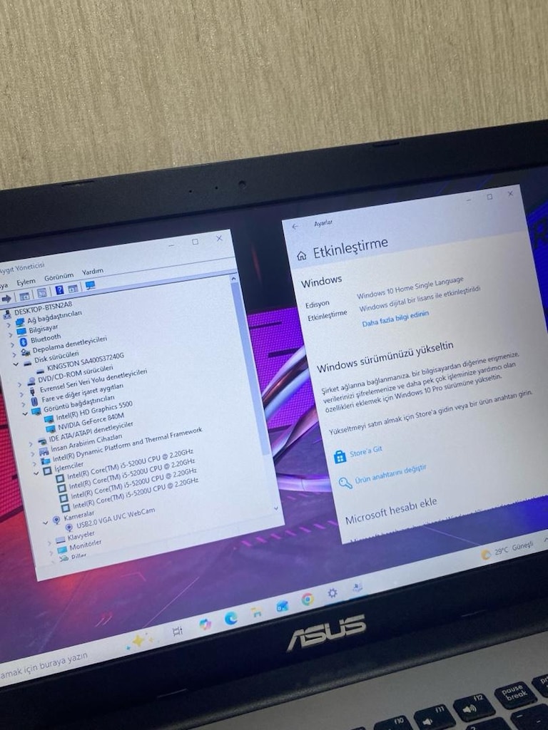 ASUS-i5-12GB RAM-2GB NVIDIA 840M-240GB KİNGSTON SSD-METAL-LAPTOP - 5