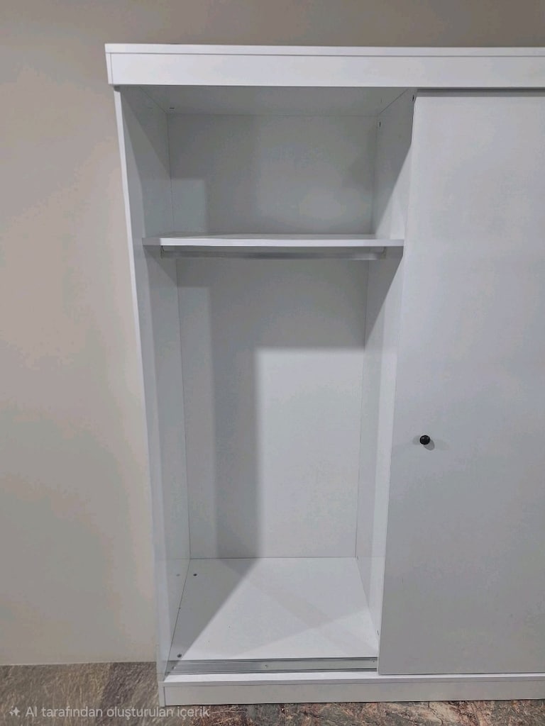 150cm sürgülü gardırop beyaz ve çam rengi mevcut sıfır üründür - 6