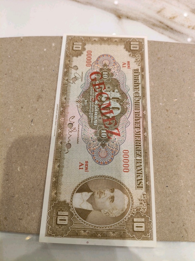 Nümizmatik Nadir Parça: 4. Emisyon 2. Tertip 10 Lira "Specimen" - 8