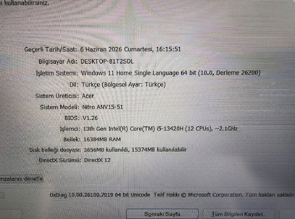 ACER NİTRO V15 - Mükemmel durumda - 5