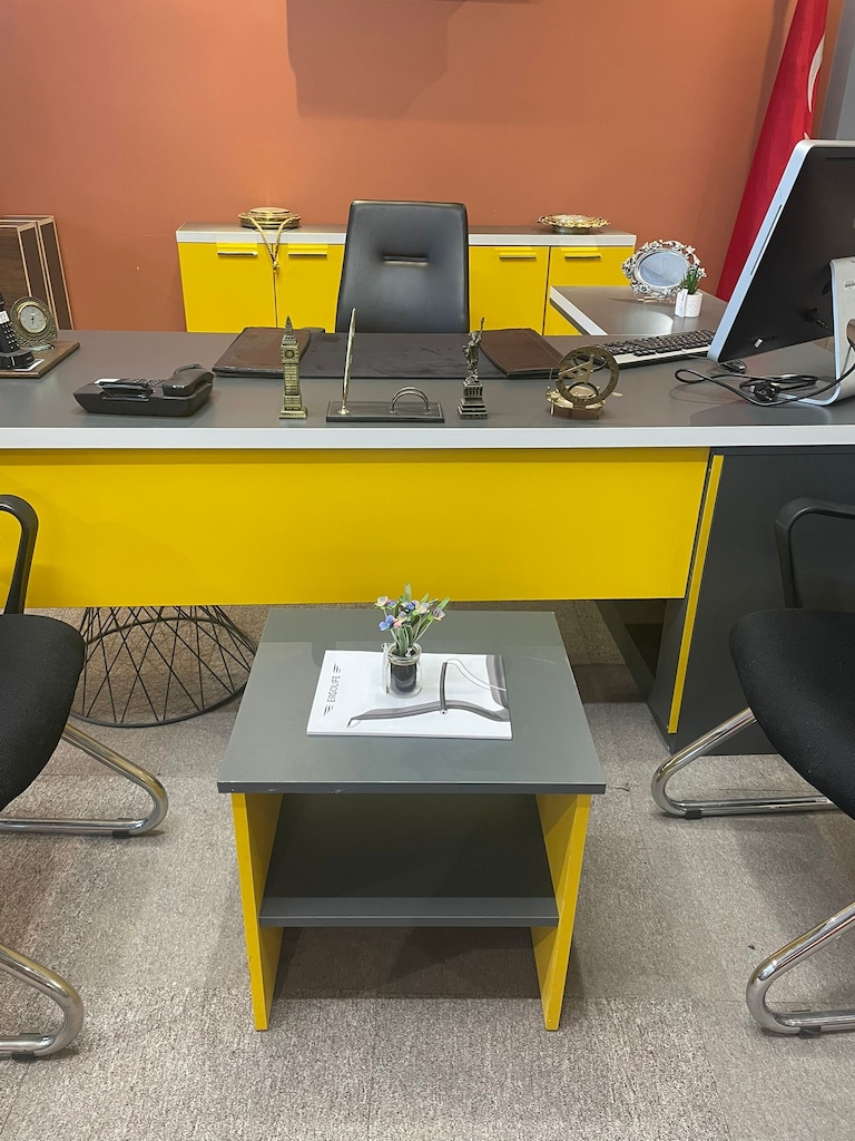 KLAS OFİS ÜSKÜDAR 200x80 SARI ANTRASİT GRİ MAKAM TAKIMI KOLTUKSUZ - 3