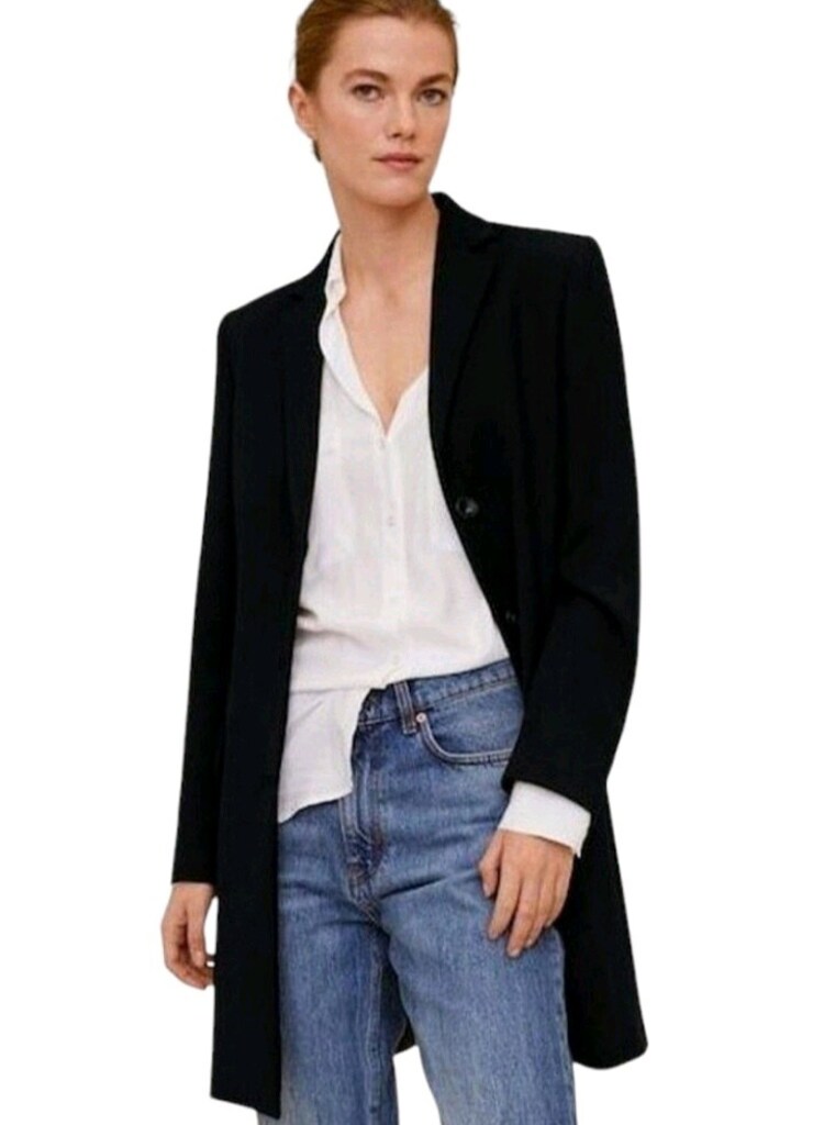 Mango Siyah Uzun Blazer Kaban / Ceket - Sıfır Etiketli — görsel 9/9
