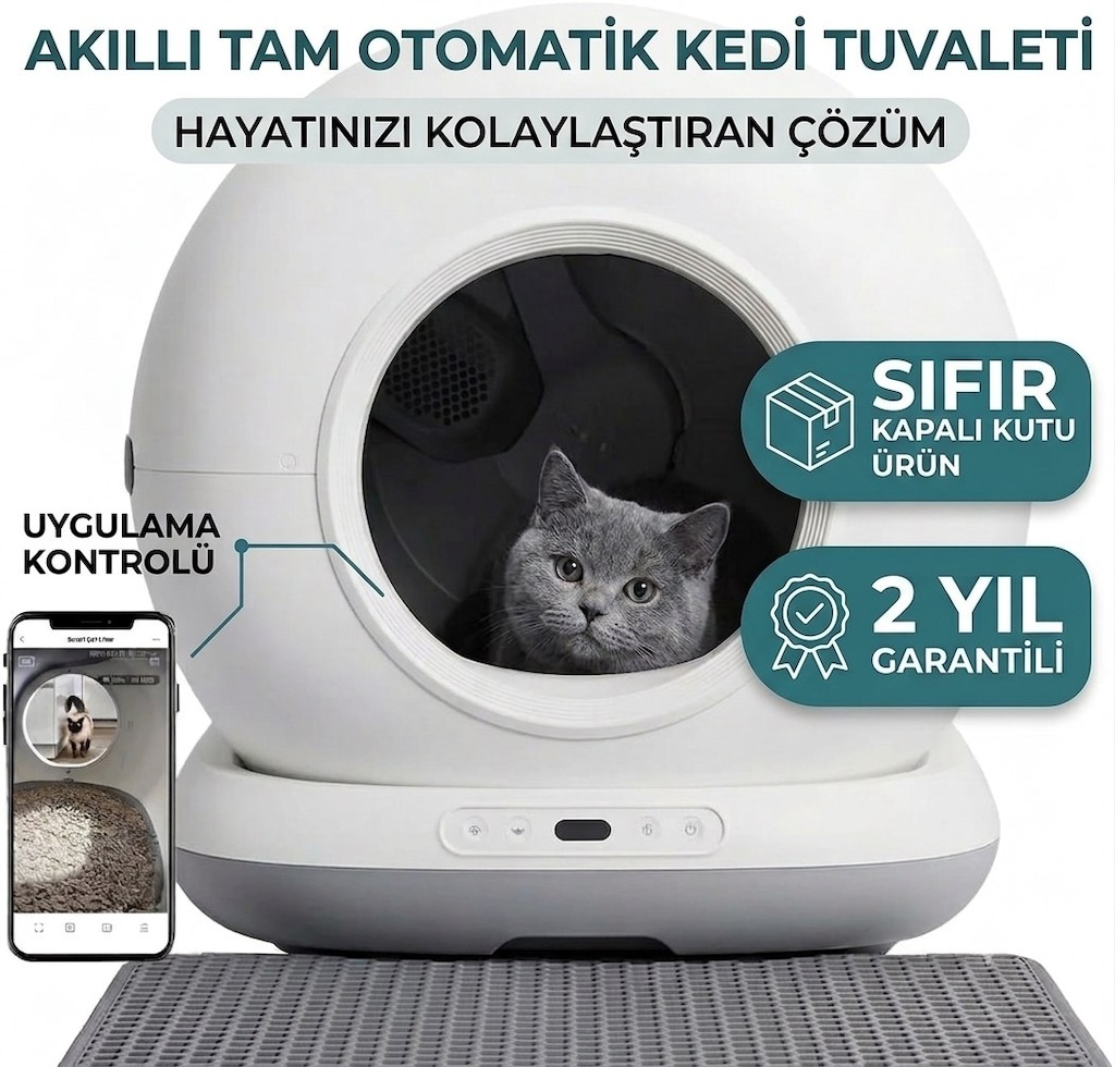 SIFIR Kapalı Kutu - Haustier CB002 Kameralı Akıllı Kedi Tuvaleti