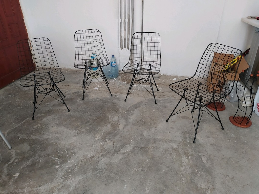 siyah tel bahçe -balkon sandalyesi-4 adet