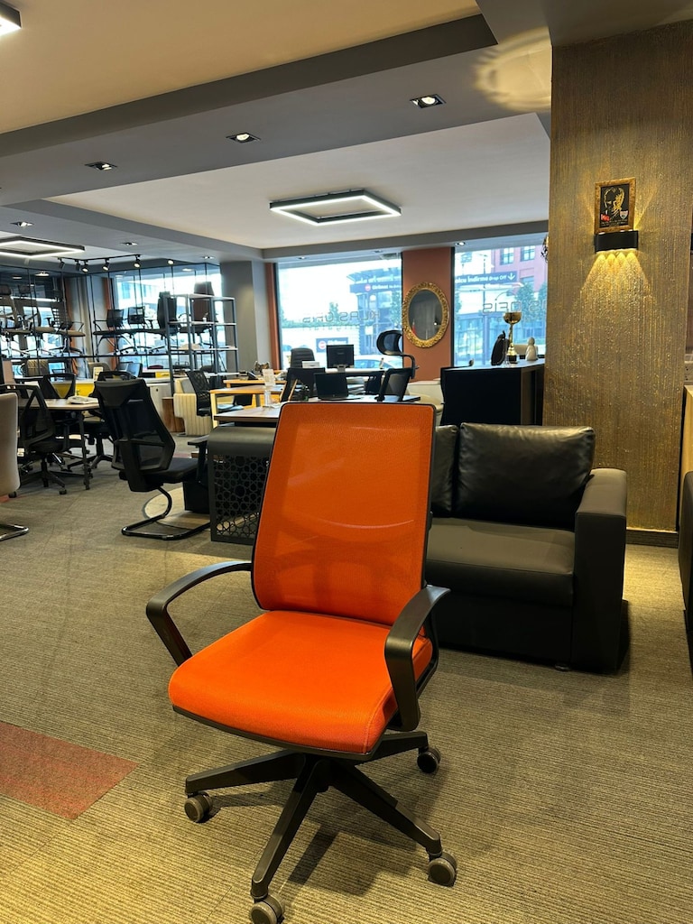 KLAS OFİS ÜSKÜDAR TURUNCU RENK FİLELİ SABİT KOLÇAKLI KOLTUK - 3