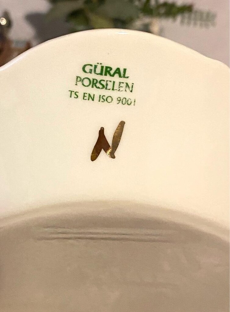 Vintage Güral Porselen EL DEKORU Büyük Boy Tepsi - 21