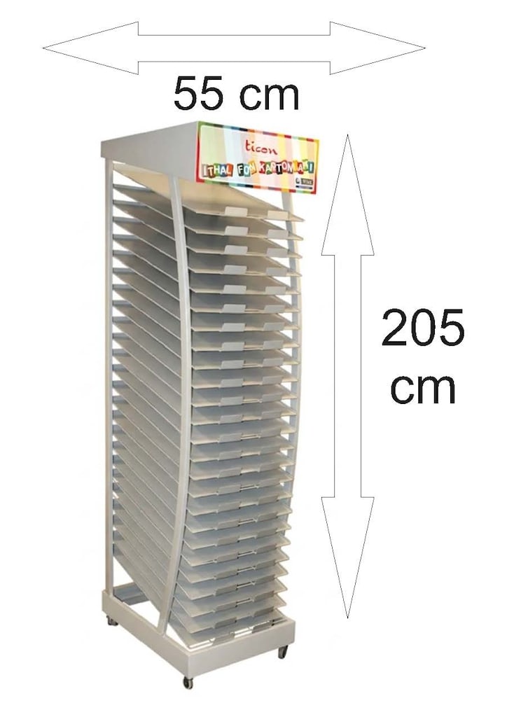 İSTER DOLU İSTER BOŞ TEKERLEKLİ FON KARTON STANDI 26 GÖZLÜ DEMİR - 2