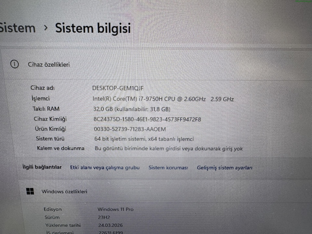 HP ZBOOK İ7 9. NESİL 32 GB RAM 1 TB NVME QUADRO T1000 - 4