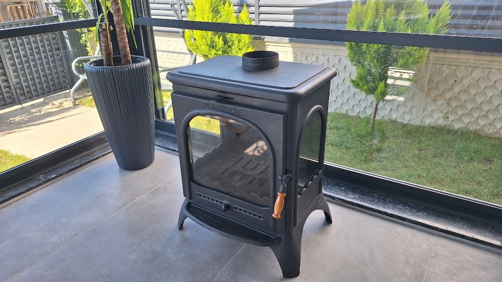 FLAME STOVE MODERN 3 CAMLI DÖKÜM SOBA - 4