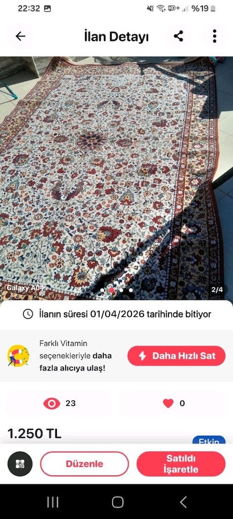 2 ADET 6 METRE KARE HALI - 3