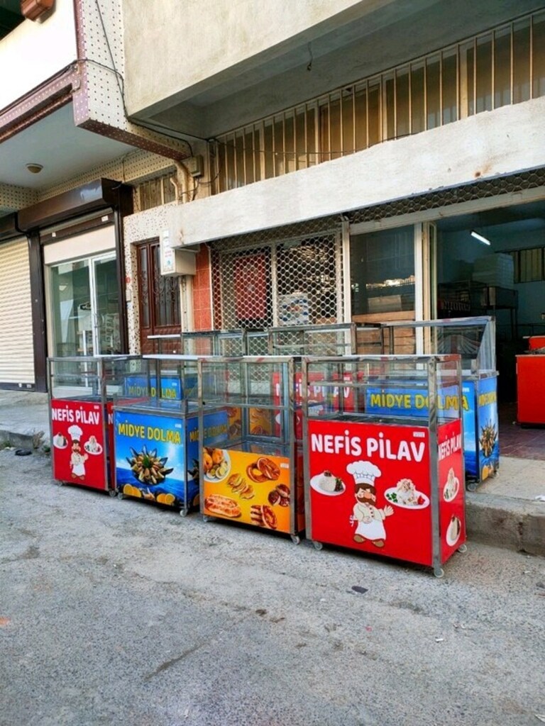 seyyar sulu ısıtmalı midye pilav börek arabası midye dolma tezgahı - 2