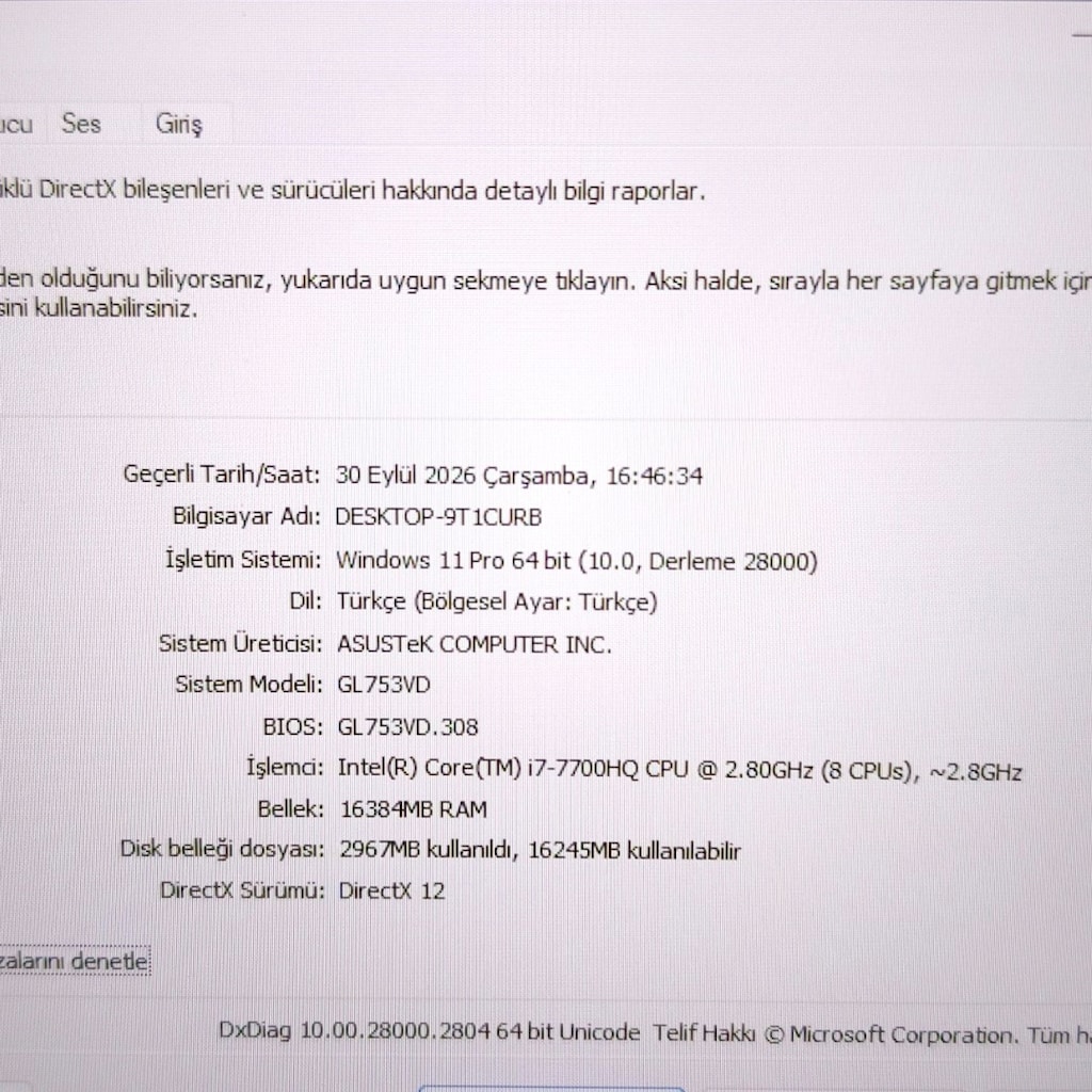 ASUS GAMİNG / 17.3" BÜYÜK EKRAN / 1 TB HDD+SSD / 16 RAM / İ7 İŞLEMCİLi - 8