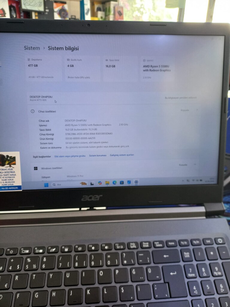 HATASIZ!!! ACER RYZEN 5 5500U 16 GB RAM RTX 3050 Tİ 144 HZ PANEL - 4