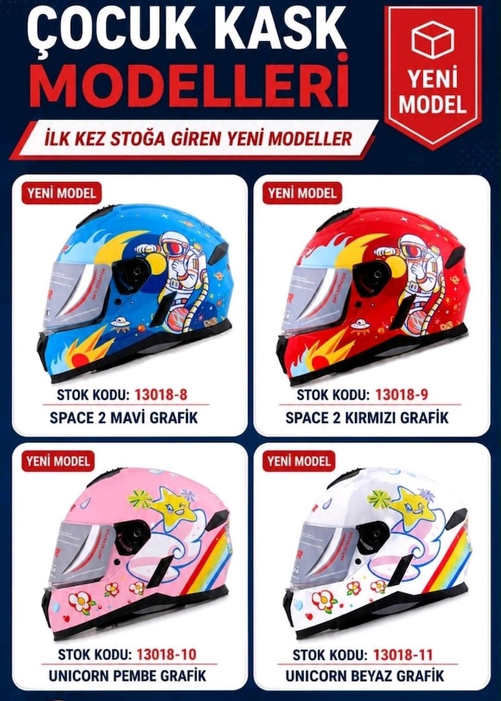 Motosiklet ÇOCUK KASKI ECE BELGELİ 22.06 Tüm beden ve renk seçenekleri