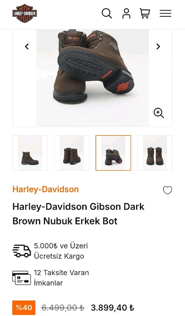 Harley Davidson Erkek koyu kahve nubuk bot 45 numara - 5