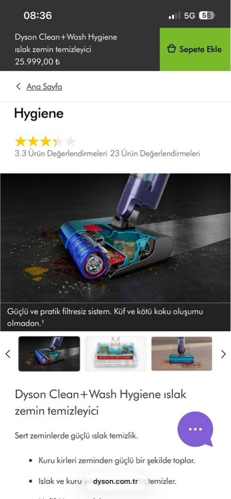 dyson clean wash hyeigene ıslak temizleyici - 3
