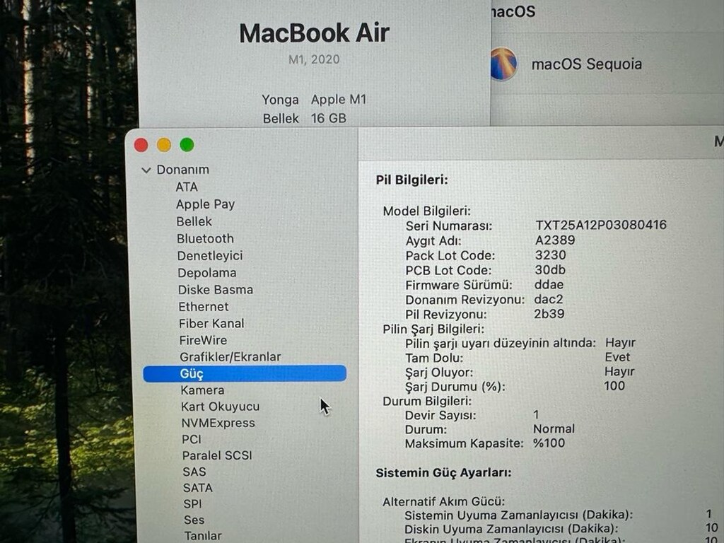 Macbook air M1 çipli özel üretim 512 gb ssd 16 gb ram pil devir 1 - 3