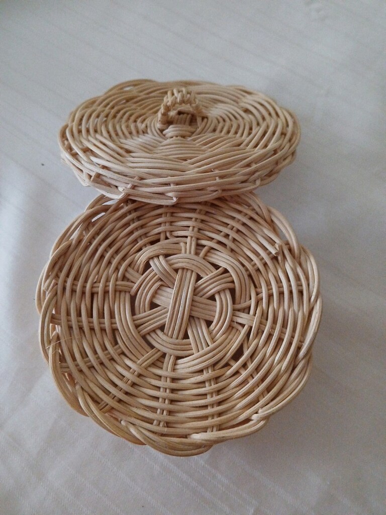 kapaklı rattan bambu sepet. - 3