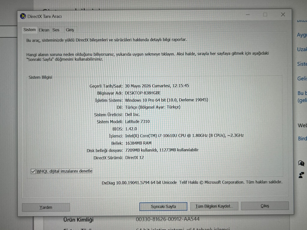 Dell Latitude 7310 - i7 10610U - 16gb ram - 256gb SSD - 7