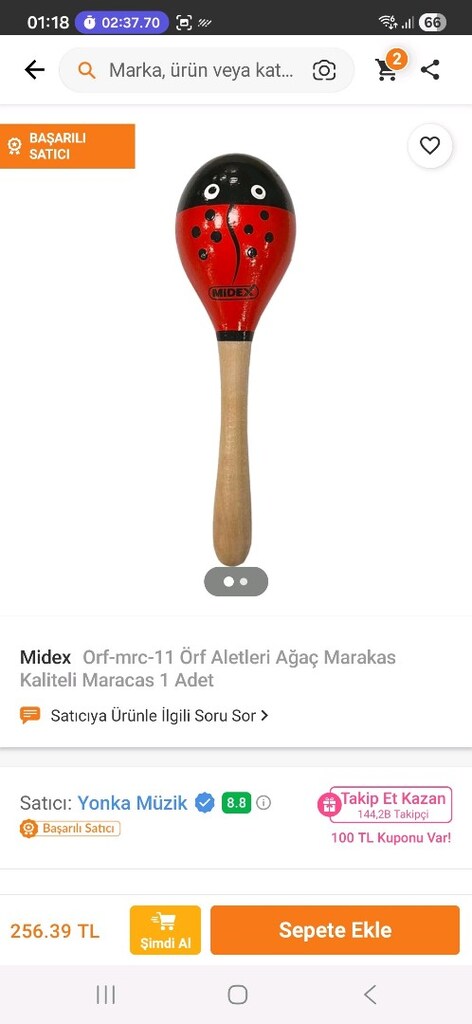 Ahşap marakas - 2