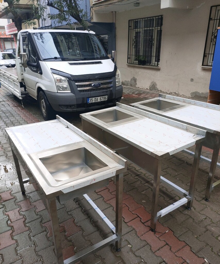 krom evye bulaşık yıkama lavabosu krom eviye tezgah hazır mutfak - 7